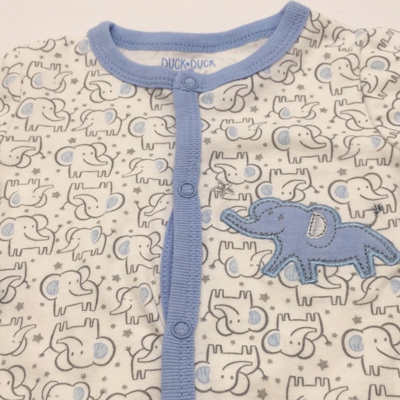 Duck Duck Goose Infant Boys Elephant Pattern Sleeper Outfit Size 3-6 Months - Picture 2 of 9